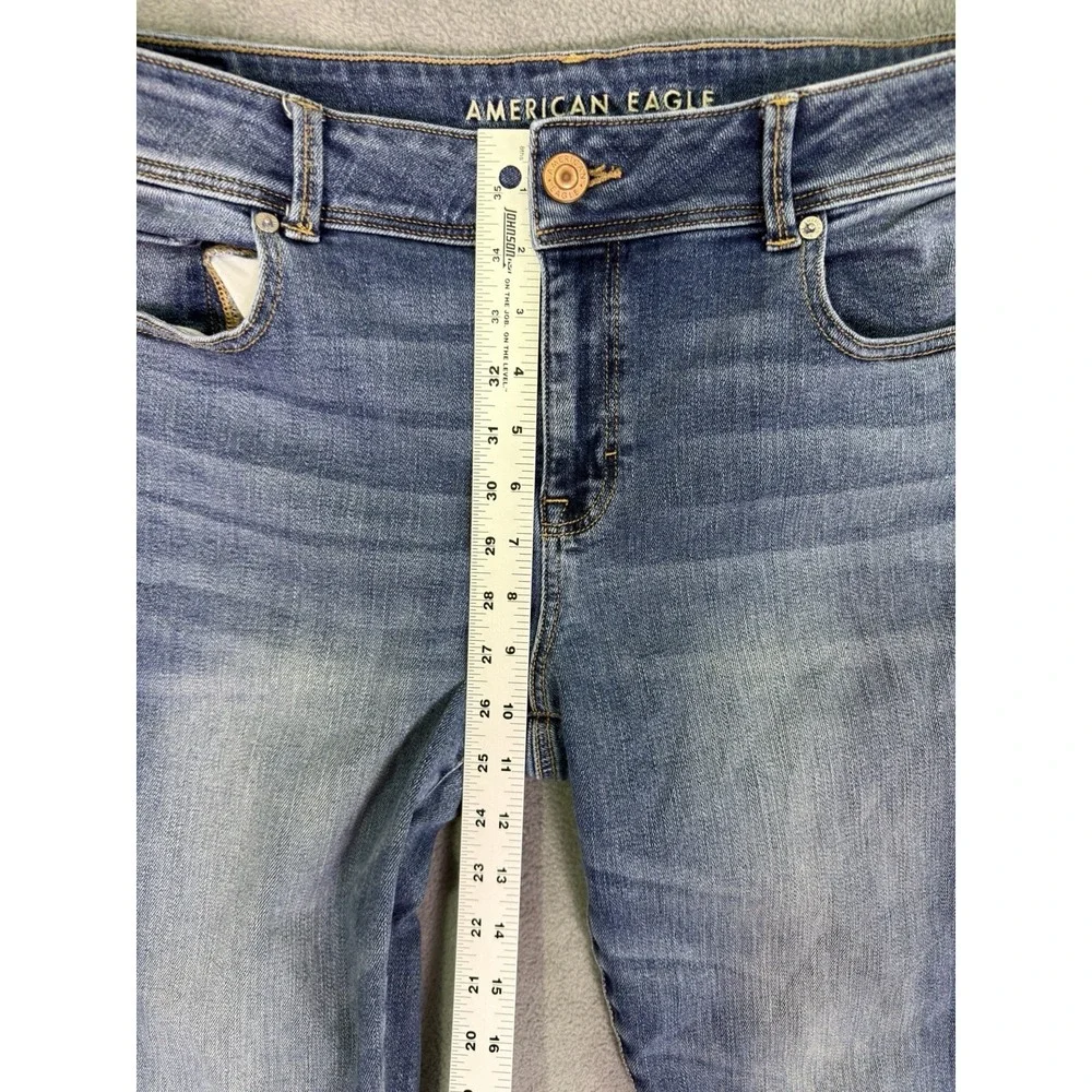 American Eagle Jeans Womens 16 Long Blue Kick Boot Medium Wash Mid Rise